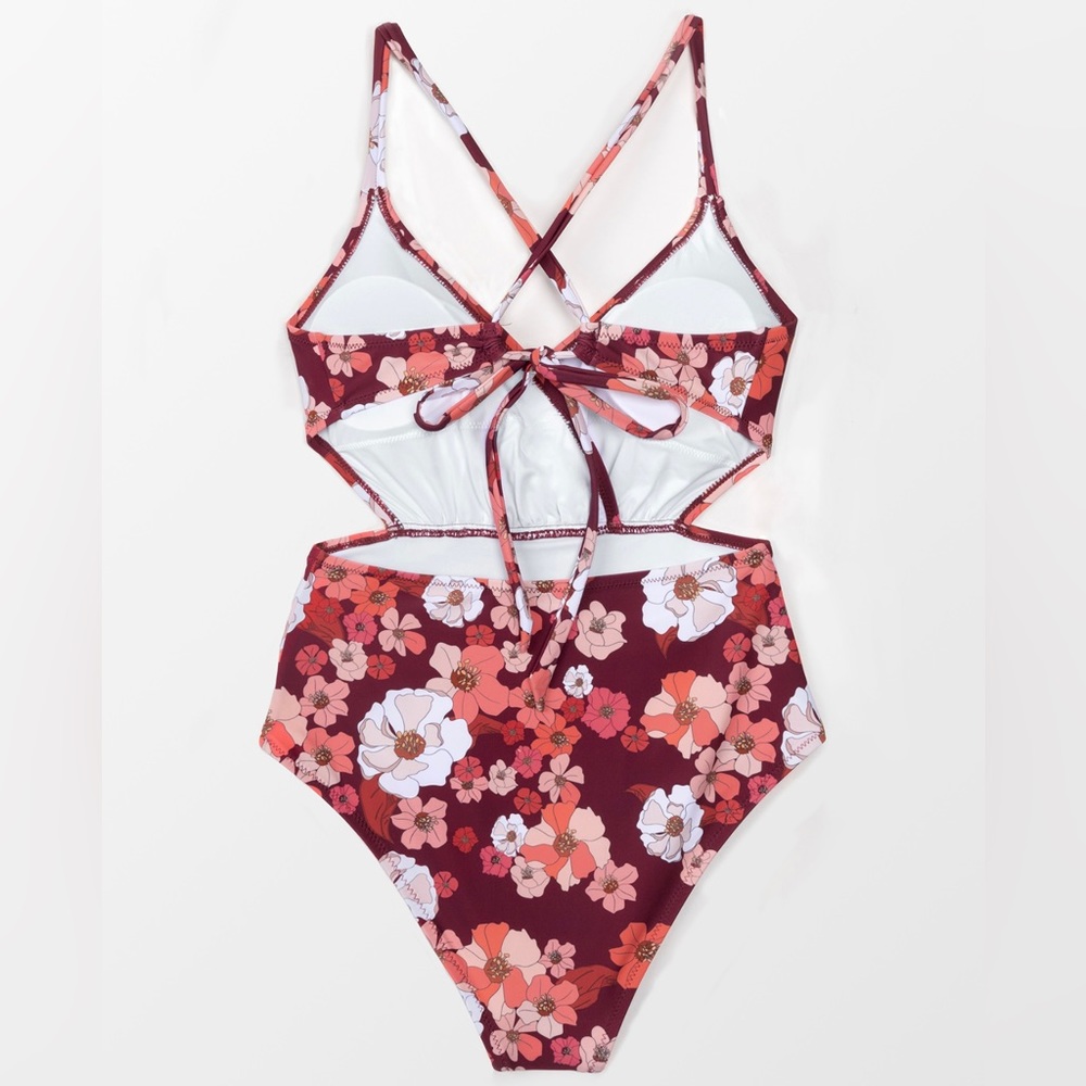 CUPSHE | Olivia Floral one piece swimsuit cut-out 1 pc - Picture 10 of 10